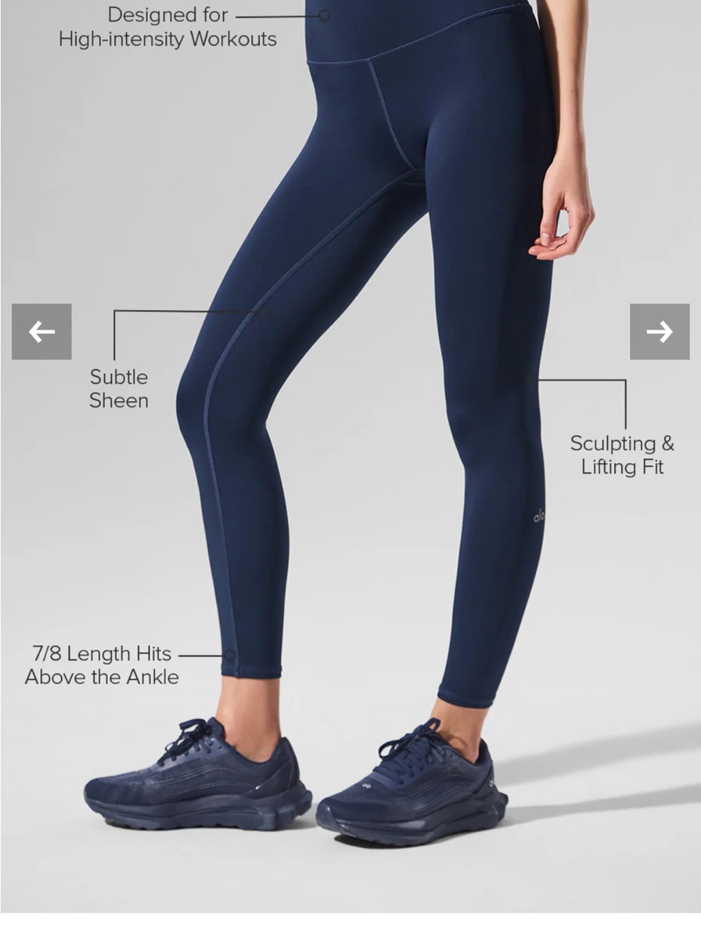 ALO Yoga Navy High-Rise 7/8 Sculpting Leggings